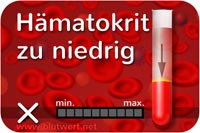Hämatokrit vermindert, zu niedrig